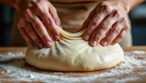 découvrez comment un pétrissage vigoureux de la pâte à pizza développe la ténacité essentielle du réseau glutineux pour une texture parfaite.