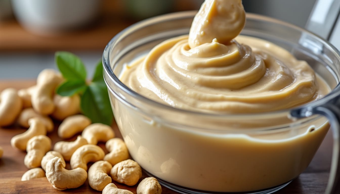 découvrez comment remplacer la crème traditionnelle par de la noix de cajou mixée pour une alternative végétalienne ultra crémeuse, saine et délicieuse.