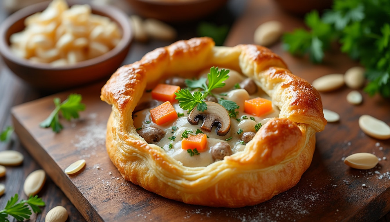 découvrez la recette traditionnelle du vol-au-vent de grand-mère avec sa délicieuse garniture à la financière, un plat savoureux et réconfortant facile à préparer.