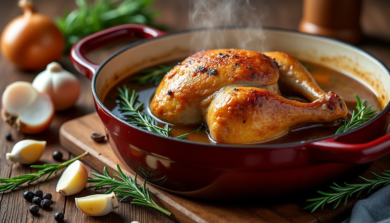 découvrez notre recette de cuisse de dinde moelleuse en cocotte, préparée grâce à une cuisson douce pour un plat tendre et savoureux.