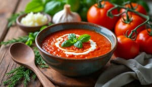 découvrez notre recette simple et rapide de soupe à la tomate maison, prête en seulement 30 minutes pour réchauffer vos repas avec goût et fraîcheur.