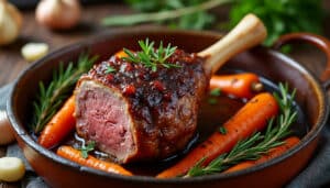 découvrez la recette facile et savoureuse de la souris d'agneau confite au four en trois heures, pour un plat tendre et parfumé à partager en famille.
