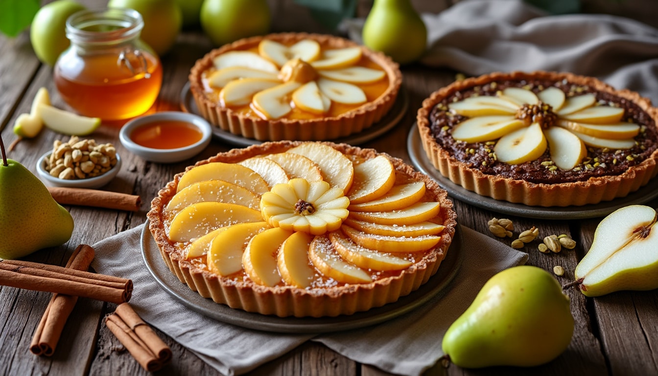 découvrez les trois versions incontournables de la tarte à la poire pour régaler vos papilles avec des recettes simples et savoureuses.