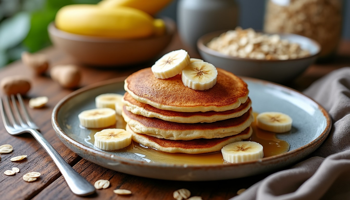 découvrez notre recette saine de pancakes à la banane et aux flocons d'avoine, sans sucre ajouté, pour un petit-déjeuner gourmand et naturel.