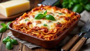 découvrez la recette traditionnelle des lasagnes à la bolognaise avec une sauce mijotée longuement et une béchamel onctueuse pour un plat savoureux et gourmand.