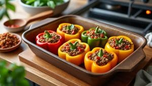 découvrez la recette des poivrons farcis au four avec une farce savoureuse et des conseils de cuisson pour un plat gourmand et facile à réaliser.