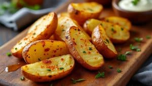 découvrez notre recette facile de potatoes maison au four, alliant un mélange d'épices savoureux et un croustillant parfait à chaque bouchée.
