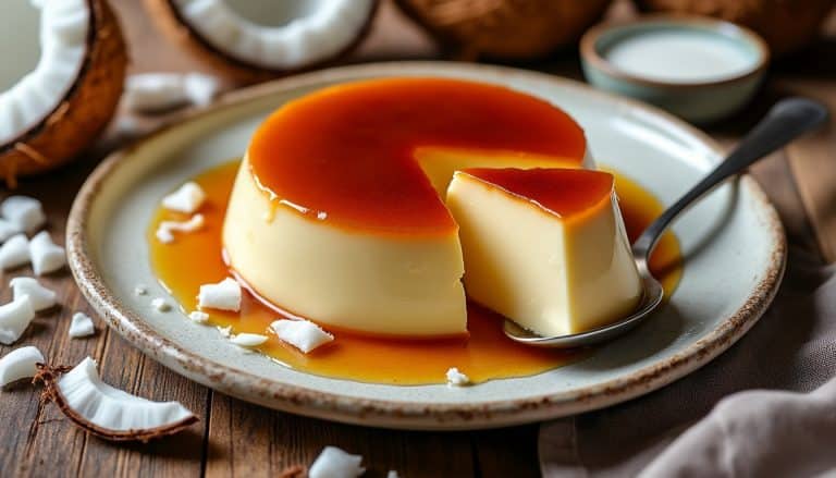 découvrez une recette facile et gourmande de flan à la noix de coco sans lait concentré, parfaite pour un dessert léger et savoureux.