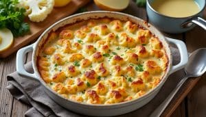 découvrez notre recette simple et délicieuse de gratin de chou-fleur et pomme de terre, avec une béchamel crémeuse et un gratinage doré à souhait pour un plat réconfortant.