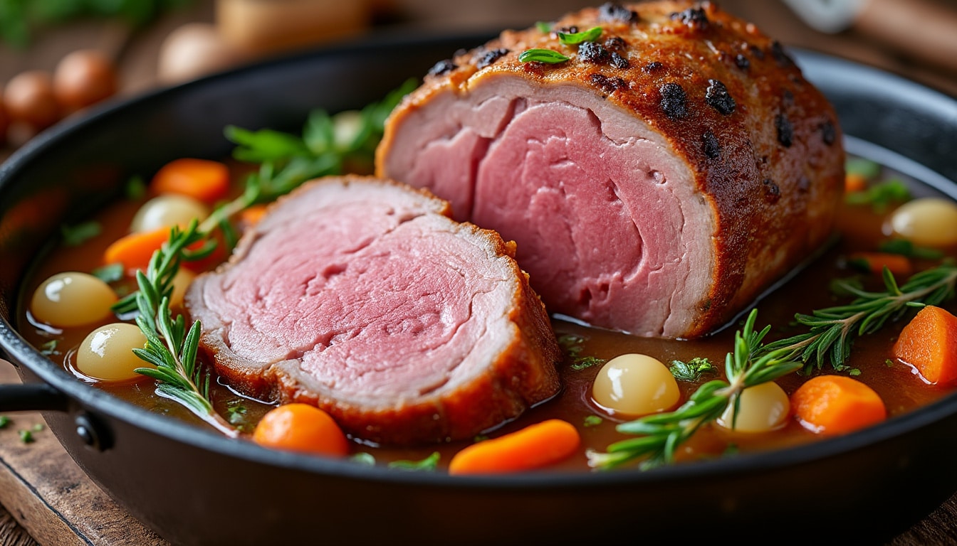 découvrez notre recette facile du rôti de veau en cocotte, pour une viande moelleuse et un jus parfaitement lié qui raviront vos papilles.