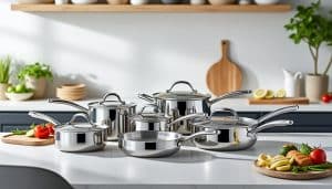 découvrez notre sélection de la batterie de cuisine tefal cook eat 17 pièces ingenio inox, alliant qualité, praticité et design pour une cuisine facile et efficace.
